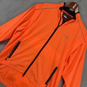 Canari Cycling Jacket Mens Large Neon Orange Convertible Wind Breaker Vest